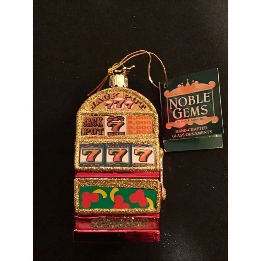 Ornament, vintage, glass, painted machine by Noble gems